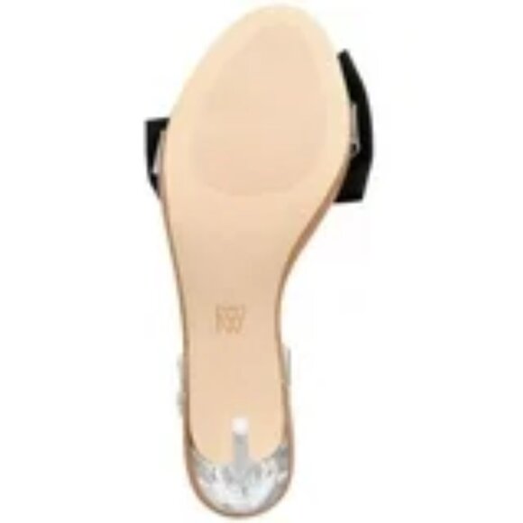 AAJ by AMINAH Womens Black Mixed Media Padded Bow Accent Yahira Almond Sandal - Picture 4 of 4